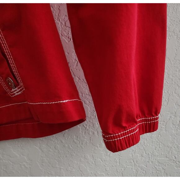 JACKET-OLEG CASSINI-Red-White Mesh Lining-Zippers-Designer-Size Small - Picture 4 of 14